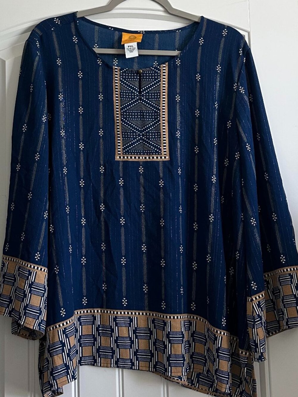 Petite Ruby Road Blue Abstract Top PXL